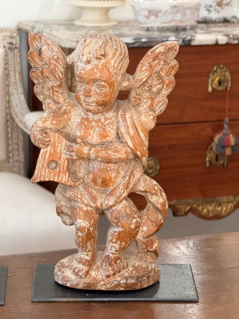 Pair of 17th Century Carved Cherubs on Stands