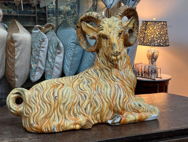 アンティーク雑貨 Ram Large Italian Faience Ceramic Ram - Helen Storey Antiques