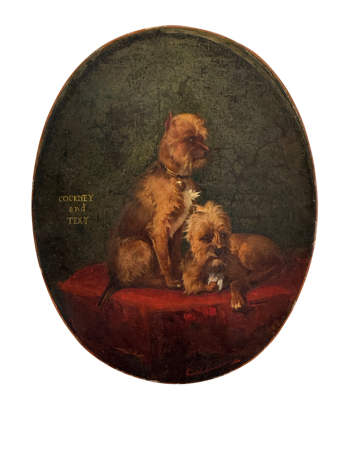 Charming French oil on canvas, dogs, c. 1850