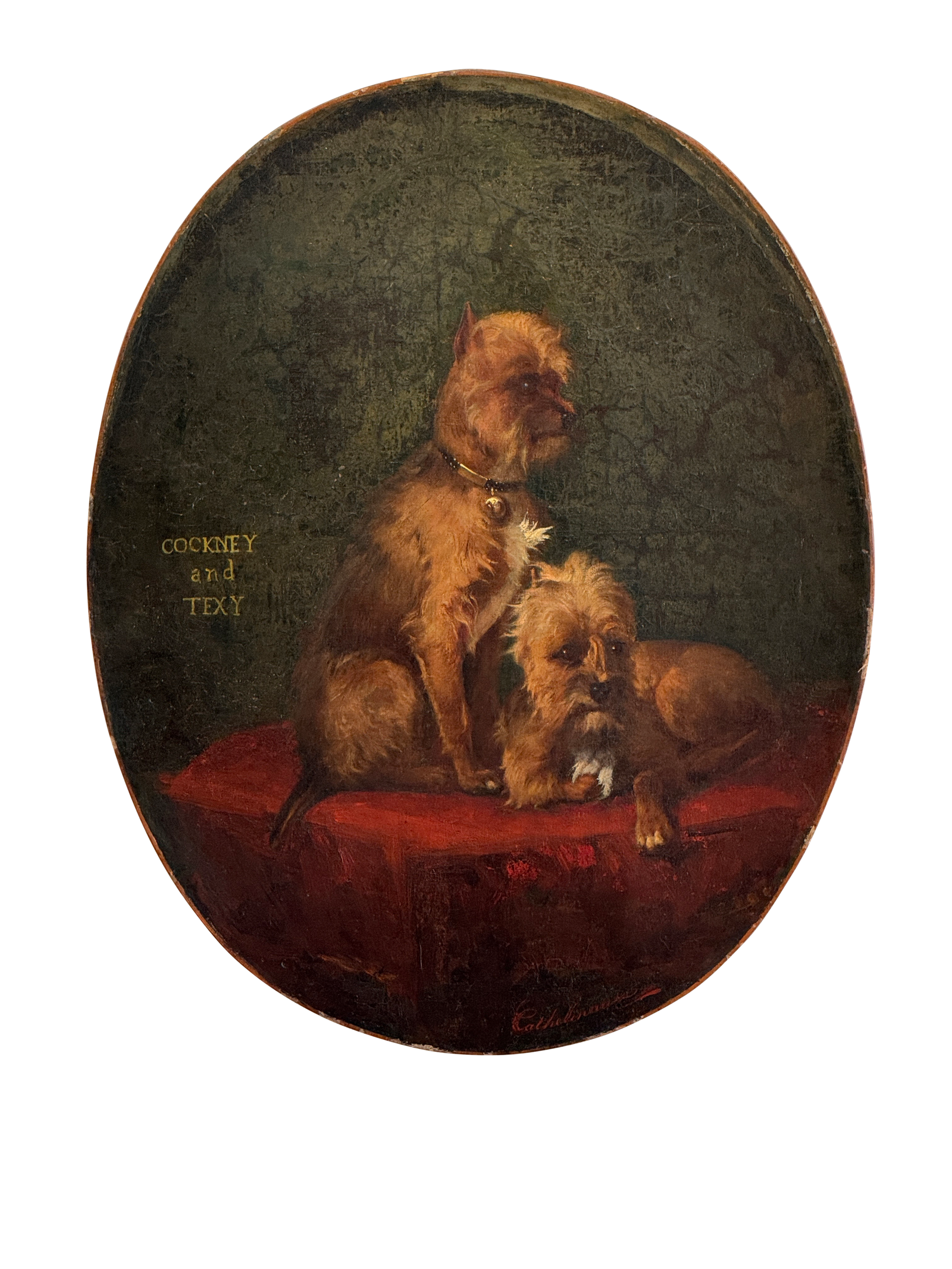 Charming French oil on canvas, dogs, c. 1850