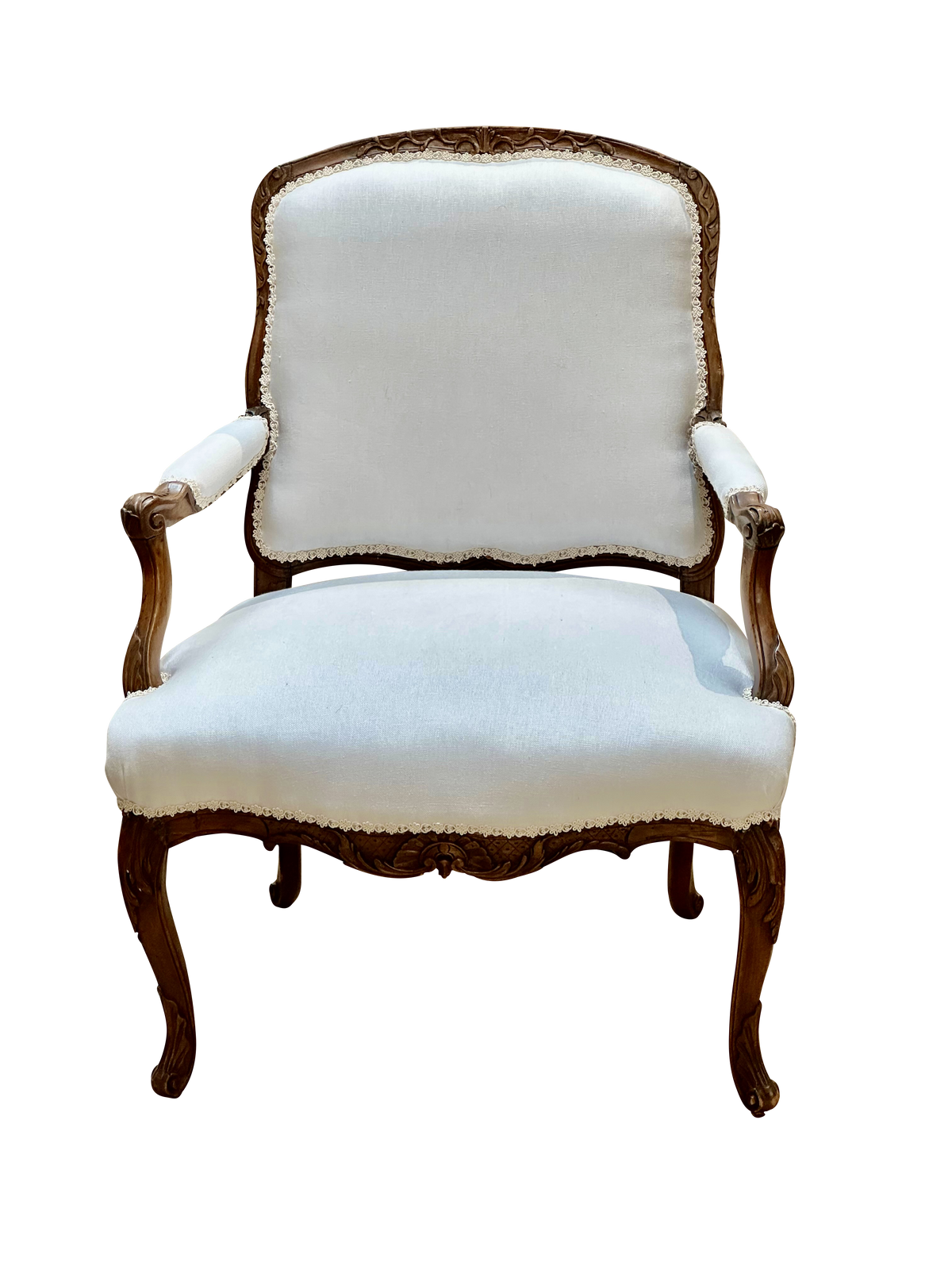 Louis XVI Fauteuil, Newly Upholstered in Linen