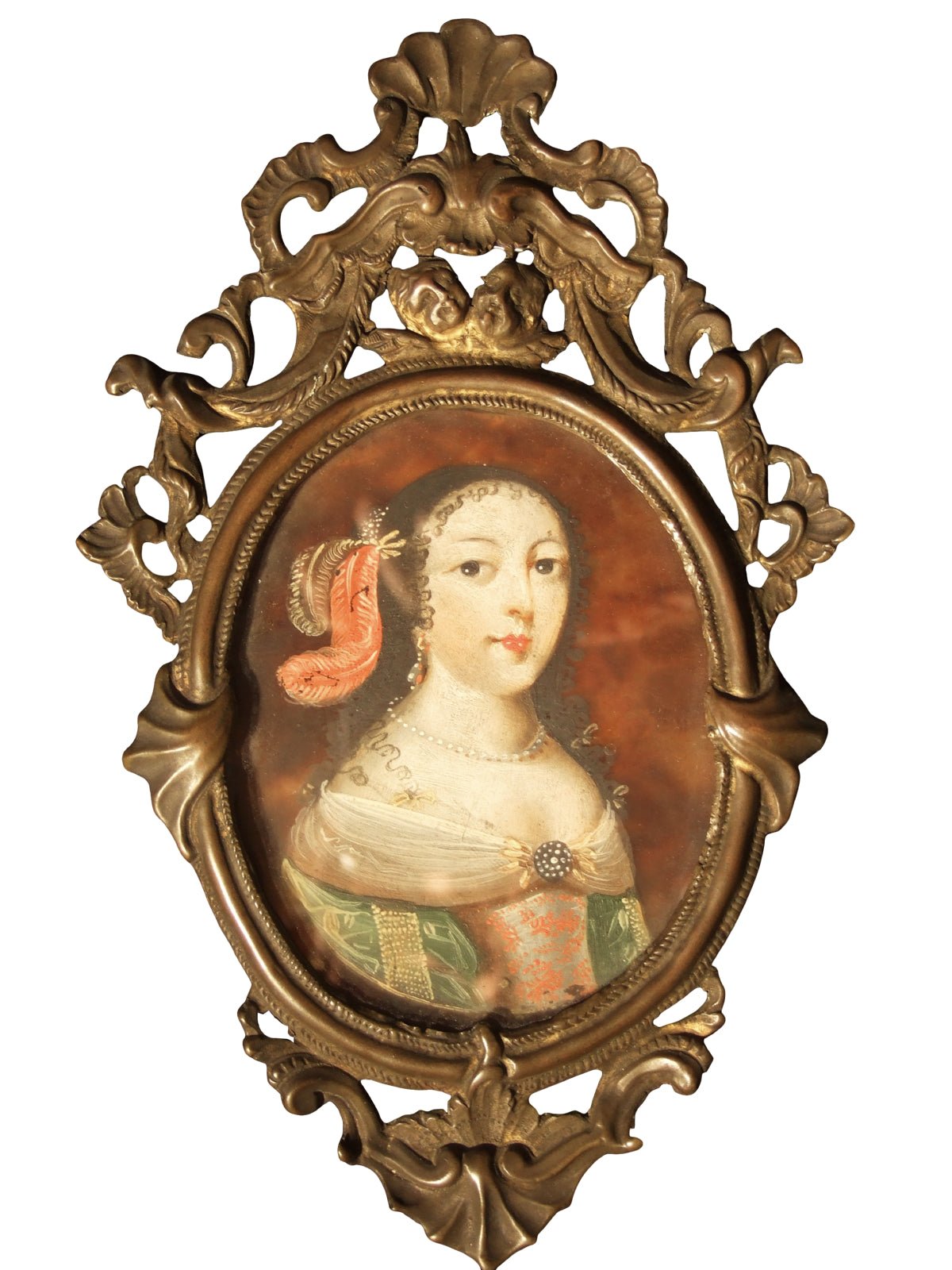 17th - 18th Century Spanish Portrait Miniature, Noblewoman on Tortoiseshell - Helen Storey Antiques
