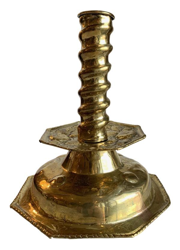 17TH CENTURY DUTCH BRASS CANDLESTICK - Helen Storey Antiques