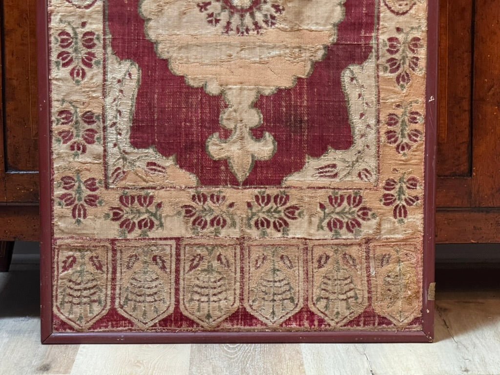 17th/early 18th Century Ottoman Velvet Cushion Cover, framed - Helen Storey Antiques