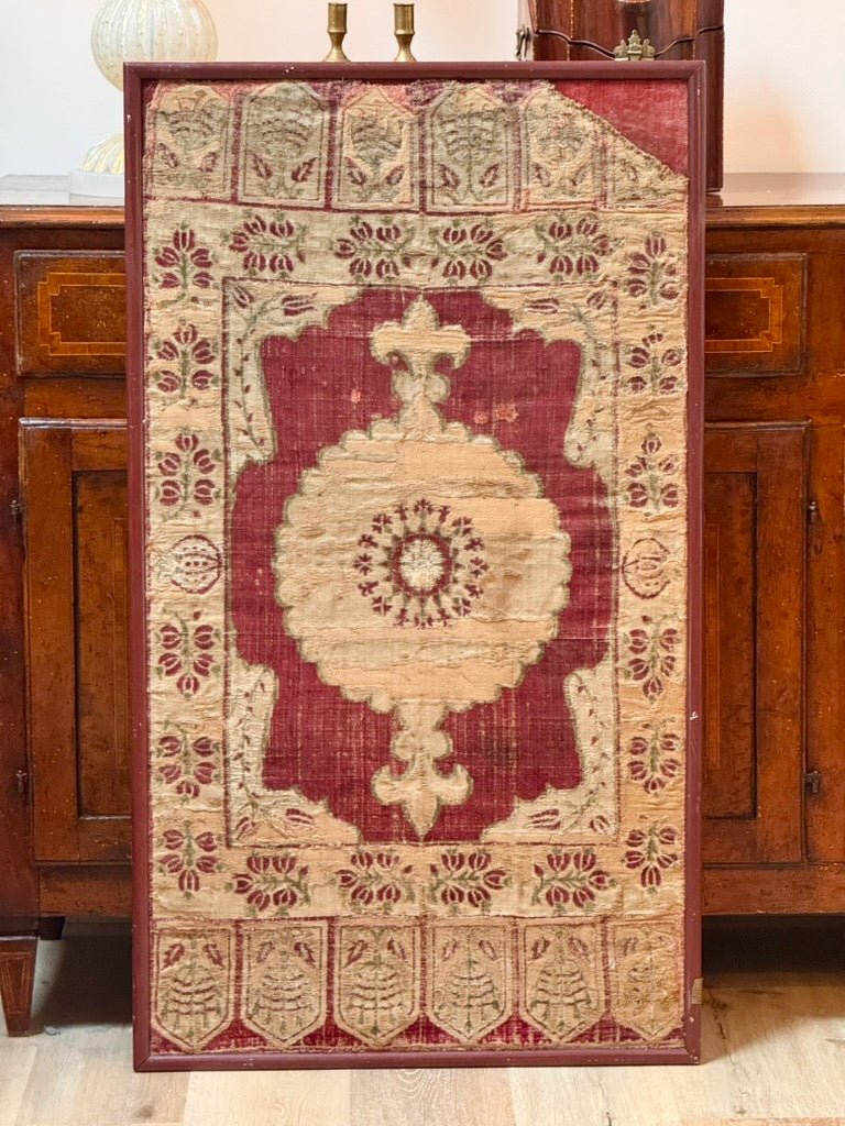 17th/early 18th Century Ottoman Velvet Cushion Cover, framed - Helen Storey Antiques