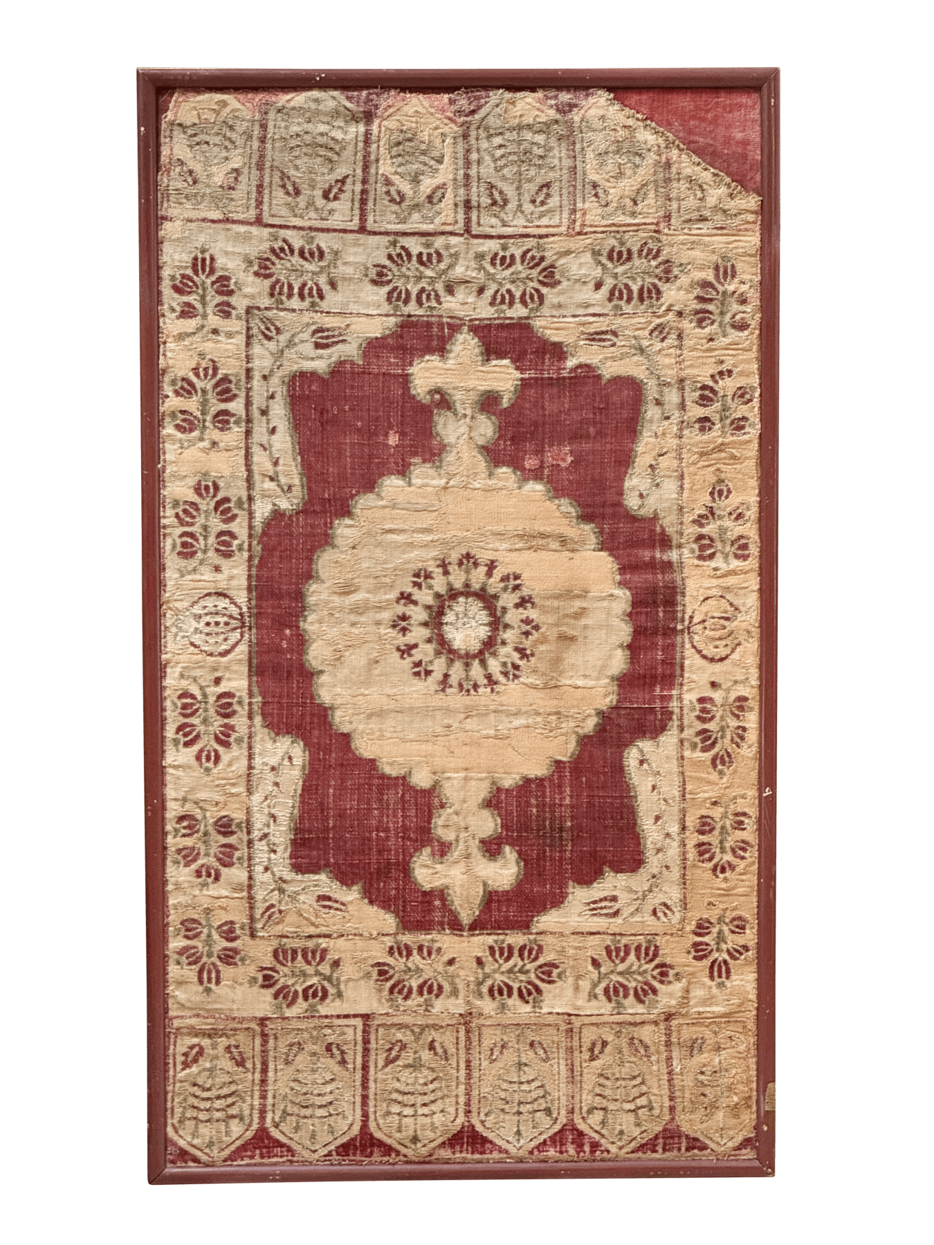 17th/early 18th Century Ottoman Velvet Cushion Cover, framed