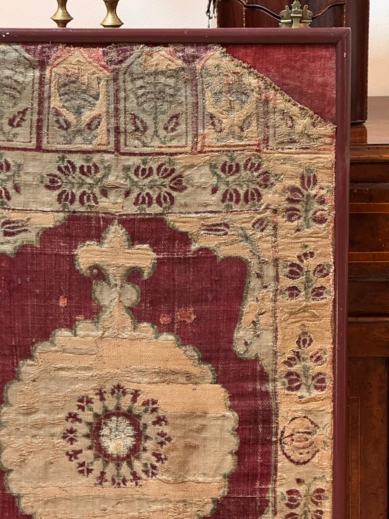 17th/early 18th Century Ottoman Velvet Cushion Cover, framed - Helen Storey Antiques