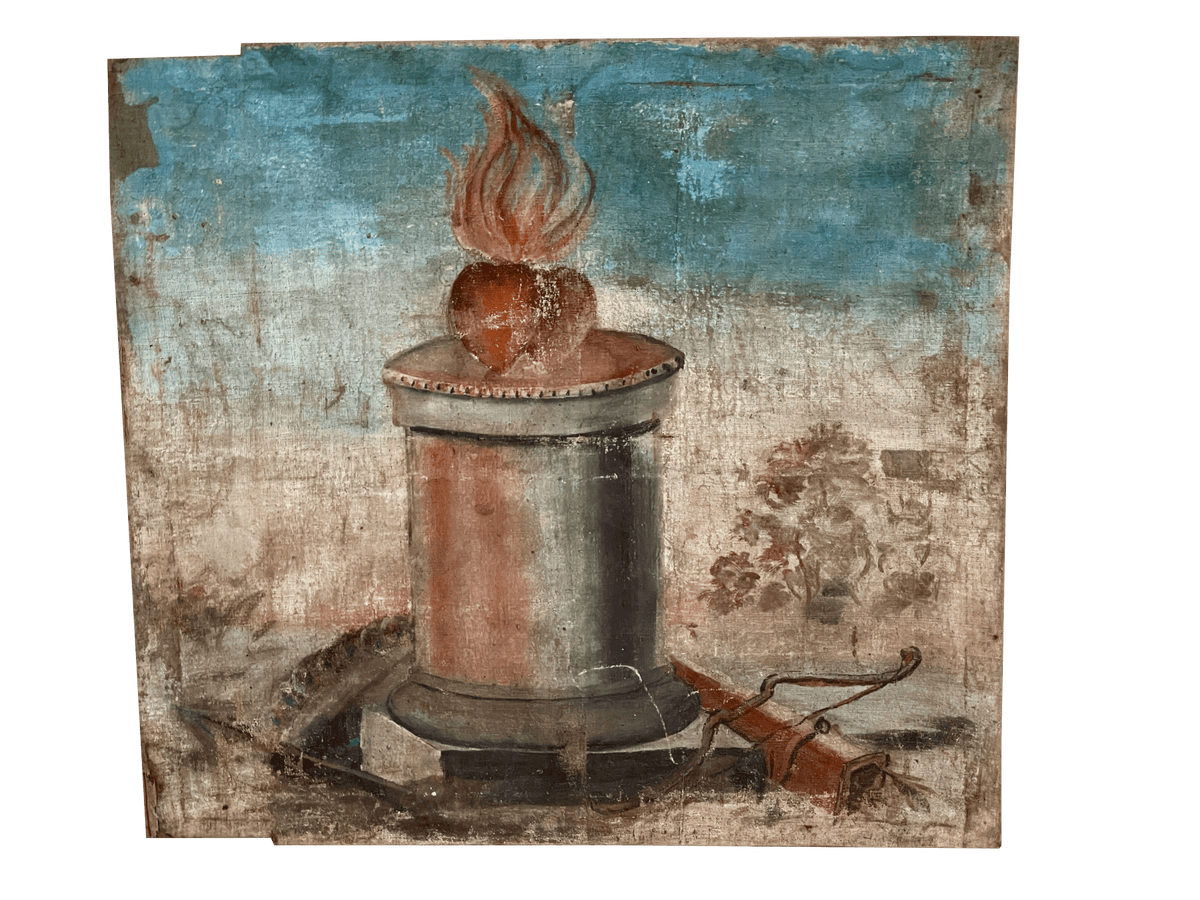 18th Century Canvas of a Flame - Helen Storey Antiques