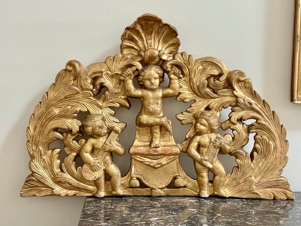 18th Century Carved Boiserie, Three Cherubs - Helen Storey Antiques