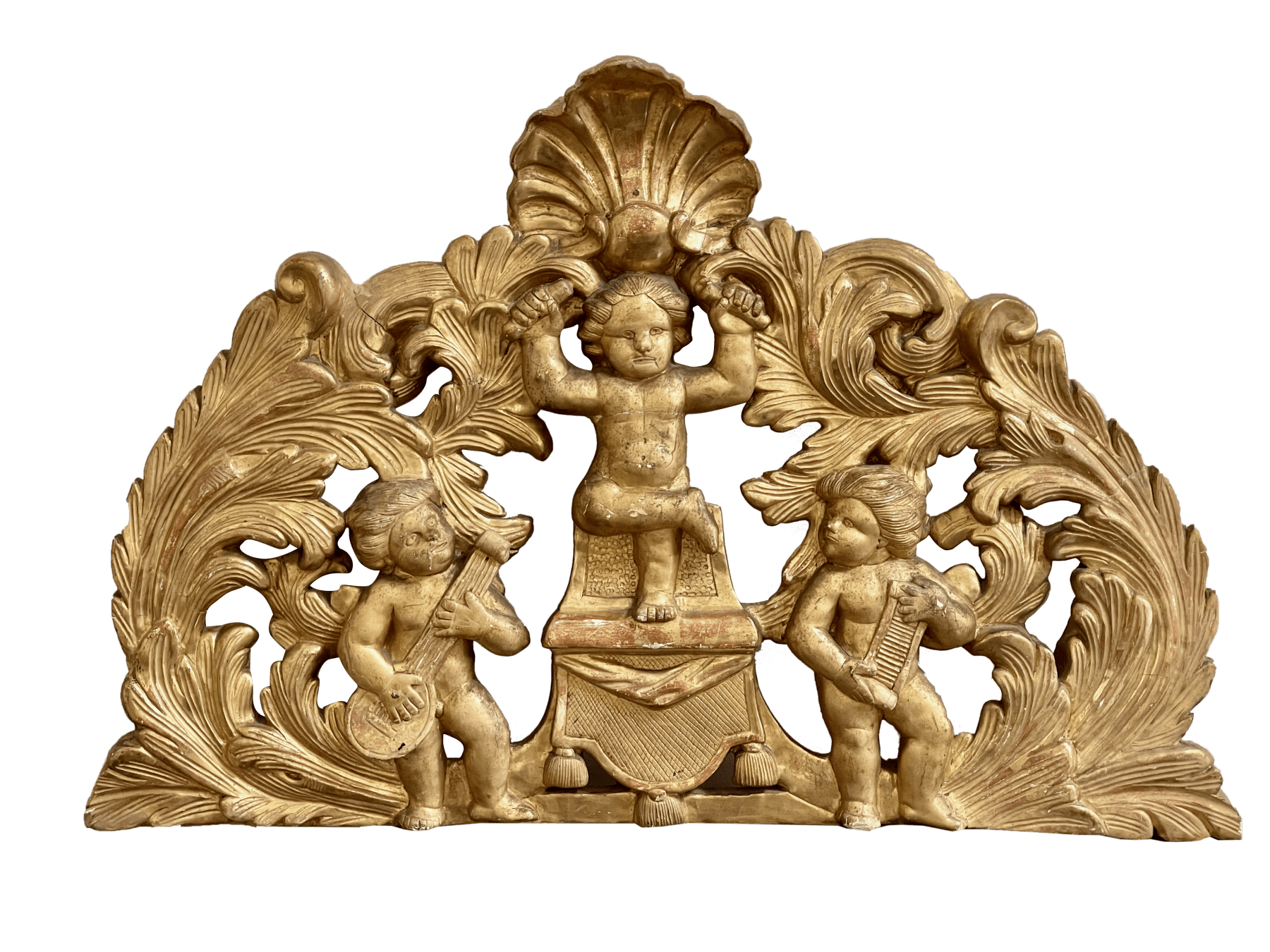 18th Century Carved Boiserie, Three Cherubs