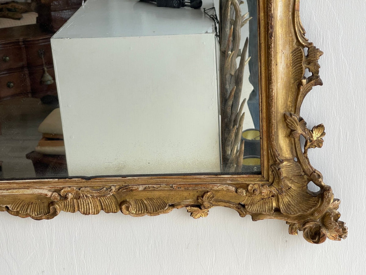 18th Century Continental Finely Carved Gilt Mirror - Helen Storey Antiques