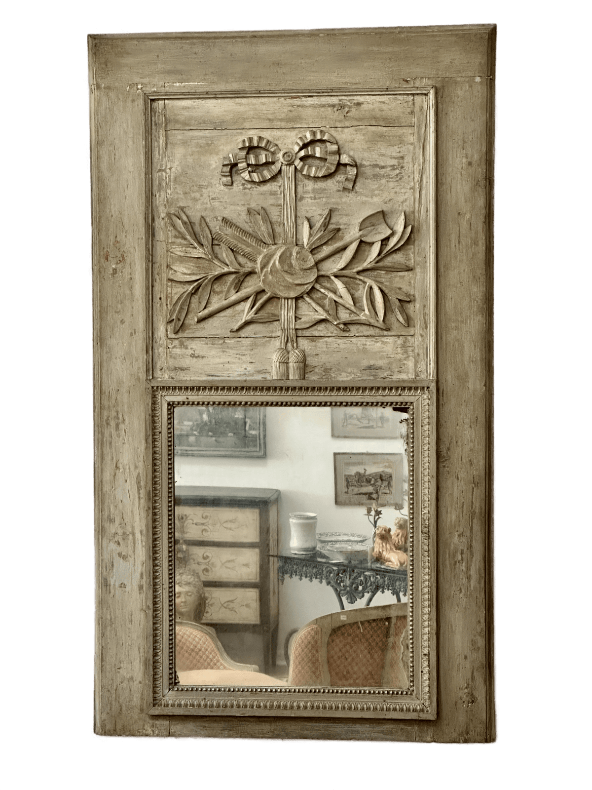 18th Century French Carved Trumeau Mirror - Helen Storey Antiques