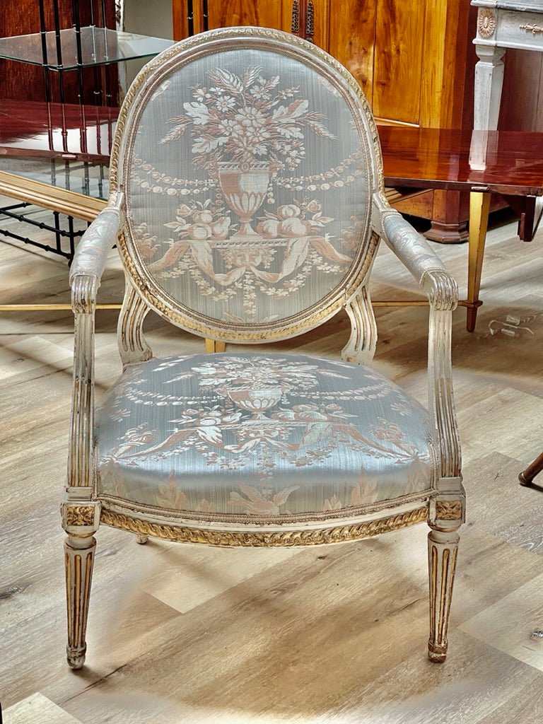 18th Century French Louis XV Carved Gilt Wood Fauteuil Arm Chair - Helen Storey Antiques