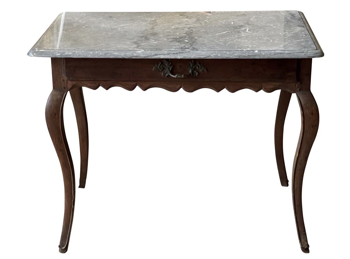 18TH CENTURY FRENCH PROVINCIAL MARBLE TOP TABLE - Helen Storey Antiques