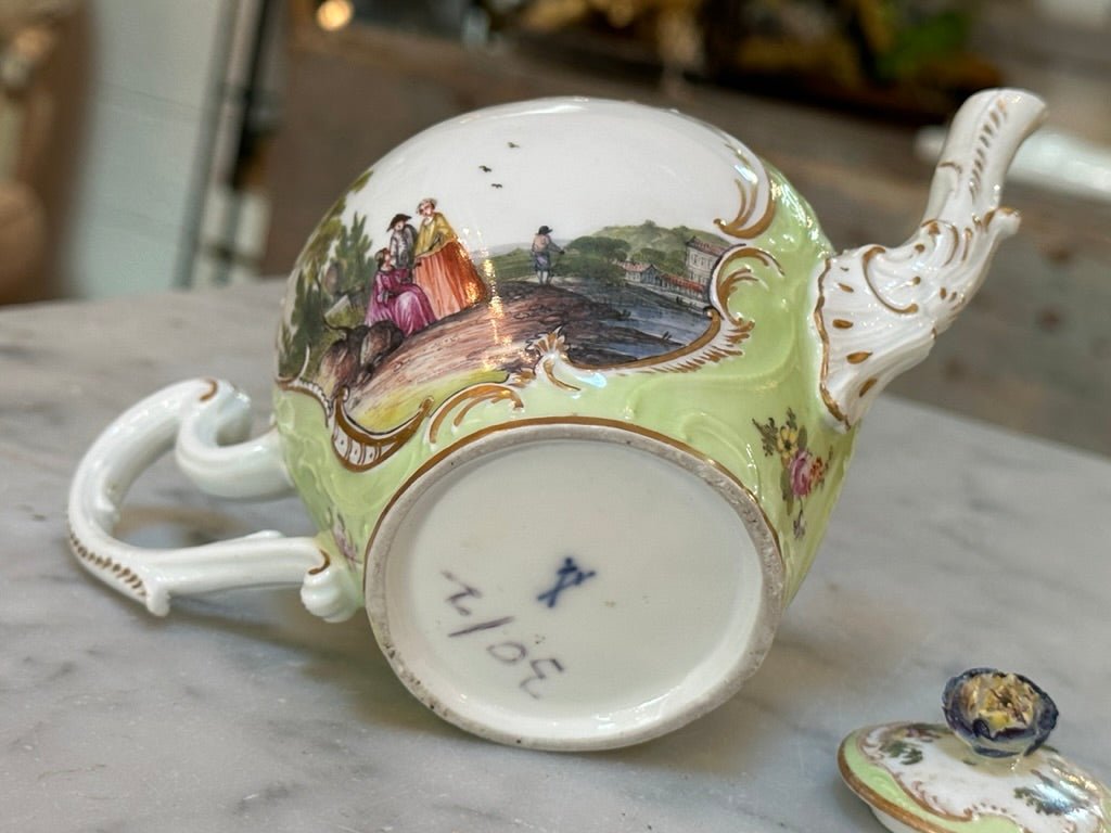 18th Century German Decorated Meissen Teapot - Helen Storey Antiques