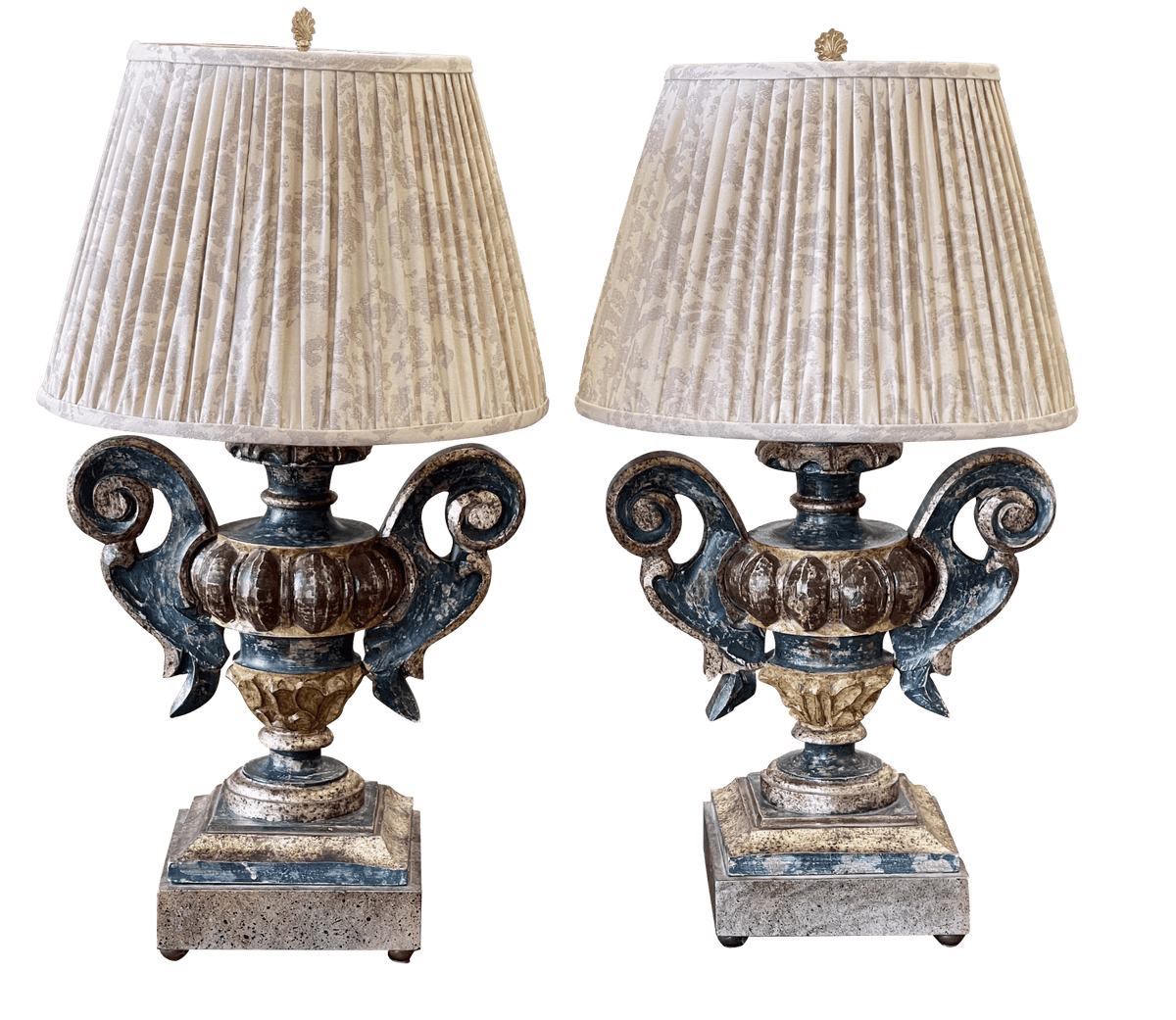 18th Century Italian Carved Urns Mounted as Lamps - Helen Storey Antiques