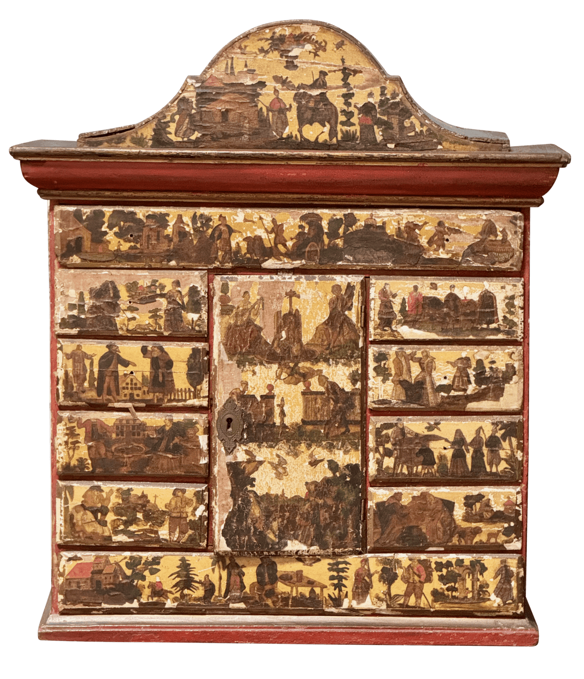 18th Century Italian Lacca Povera Valuables Cabinet - Helen Storey Antiques