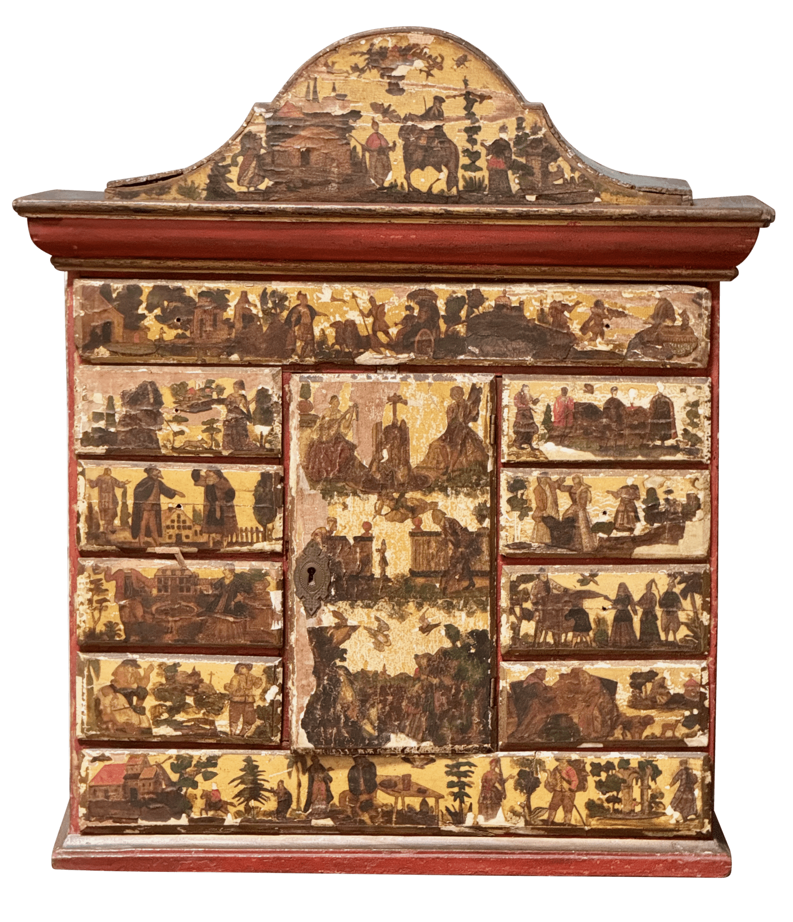 18th Century Italian Lacca Povera Valuables Cabinet