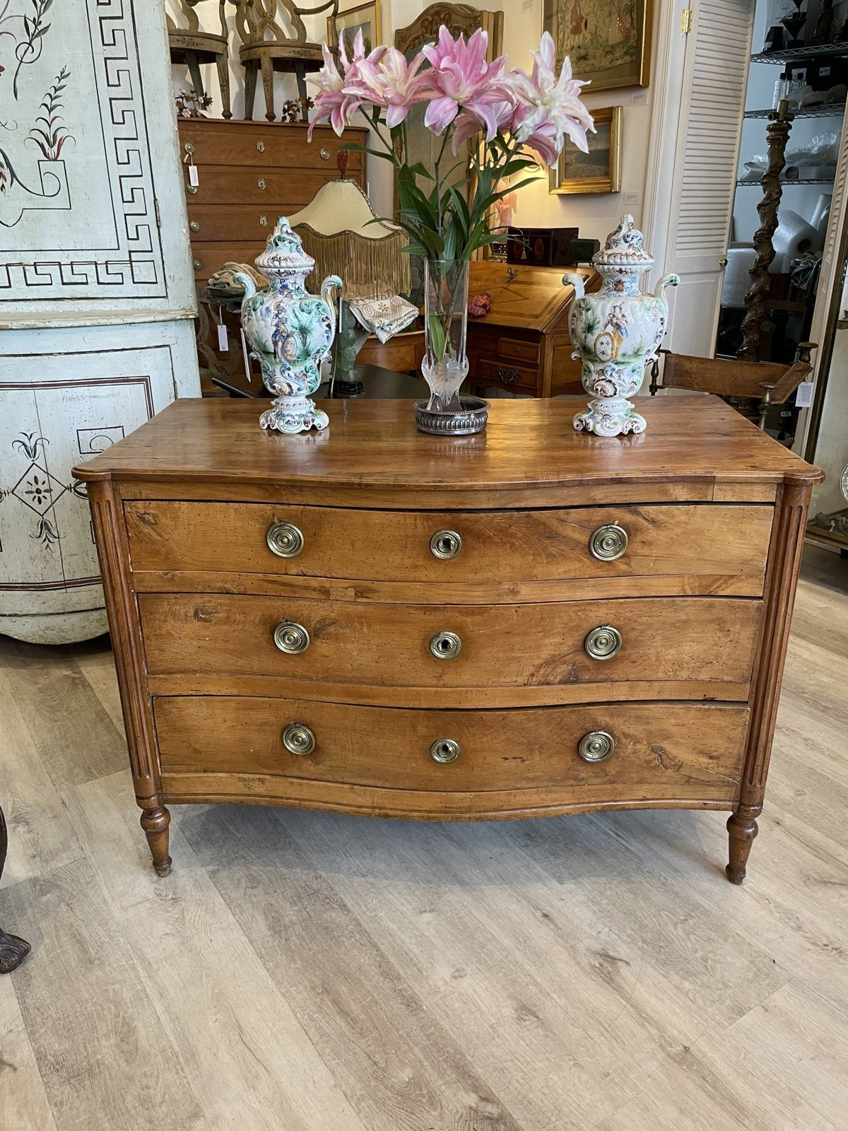 18TH CENTURY ITALIAN SERPENTINE FRUITWOOD COMMODE - Helen Storey Antiques