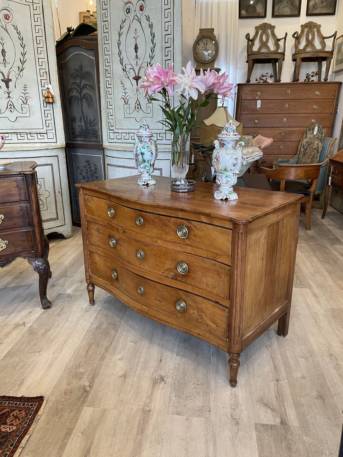 18TH CENTURY ITALIAN SERPENTINE FRUITWOOD COMMODE - Helen Storey Antiques