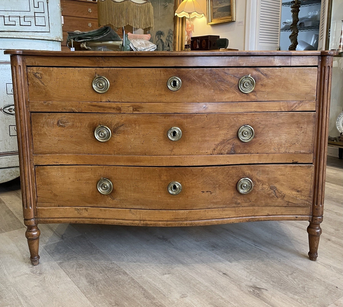 18TH CENTURY ITALIAN SERPENTINE FRUITWOOD COMMODE - Helen Storey Antiques