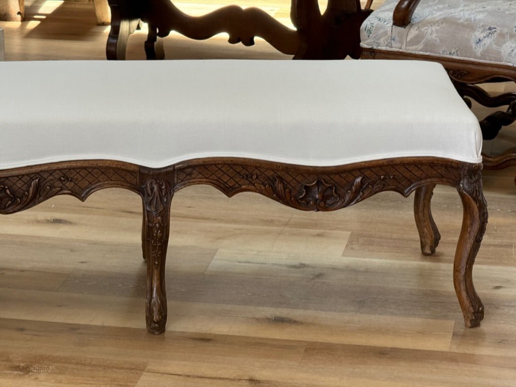 18th Century Louis XV Carved Beechwood Bench - Helen Storey Antiques