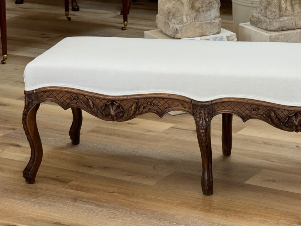 18th Century Louis XV Carved Beechwood Bench - Helen Storey Antiques