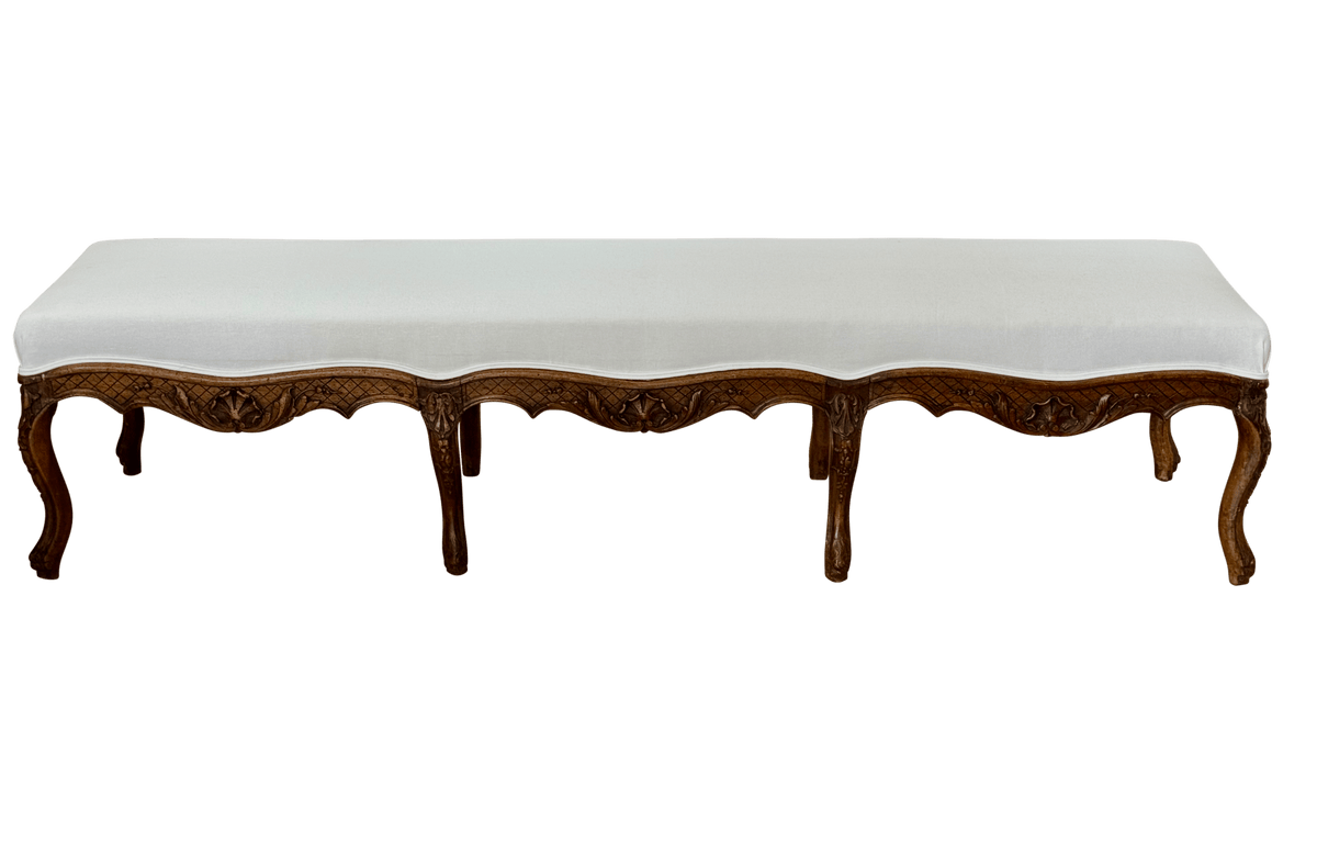 18th Century Louis XV Carved Beechwood Bench - Helen Storey Antiques