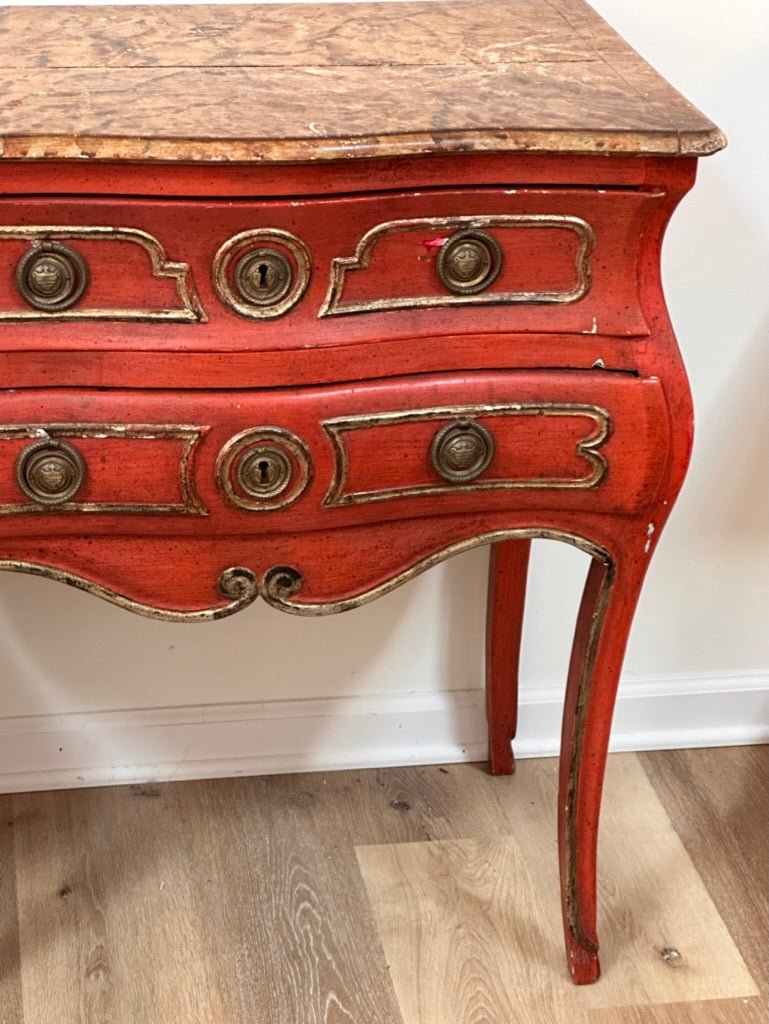 18th Century Louis XV Commode with Faux Marble Top - Helen Storey Antiques