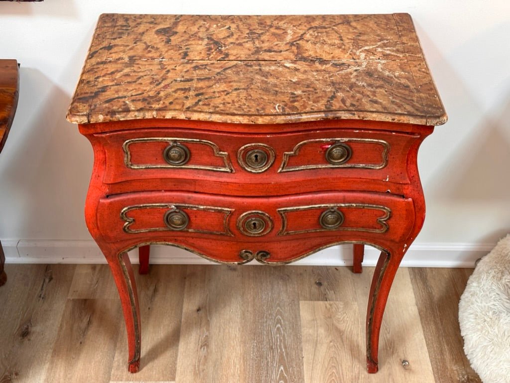 18th Century Louis XV Commode with Faux Marble Top - Helen Storey Antiques