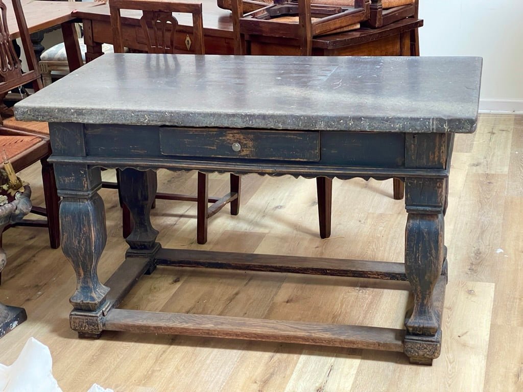 18th Century Swedish Oland Stone Top Table - Helen Storey Antiques