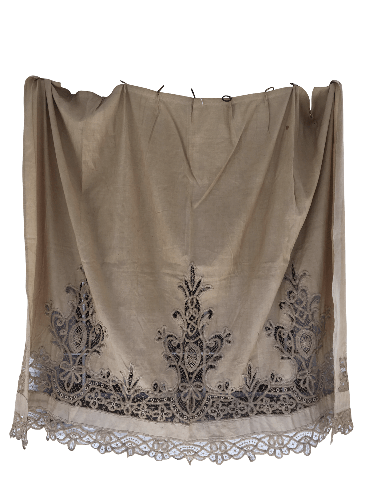 19th Century Fine French Linen and Lace Curtain - Helen Storey Antiques