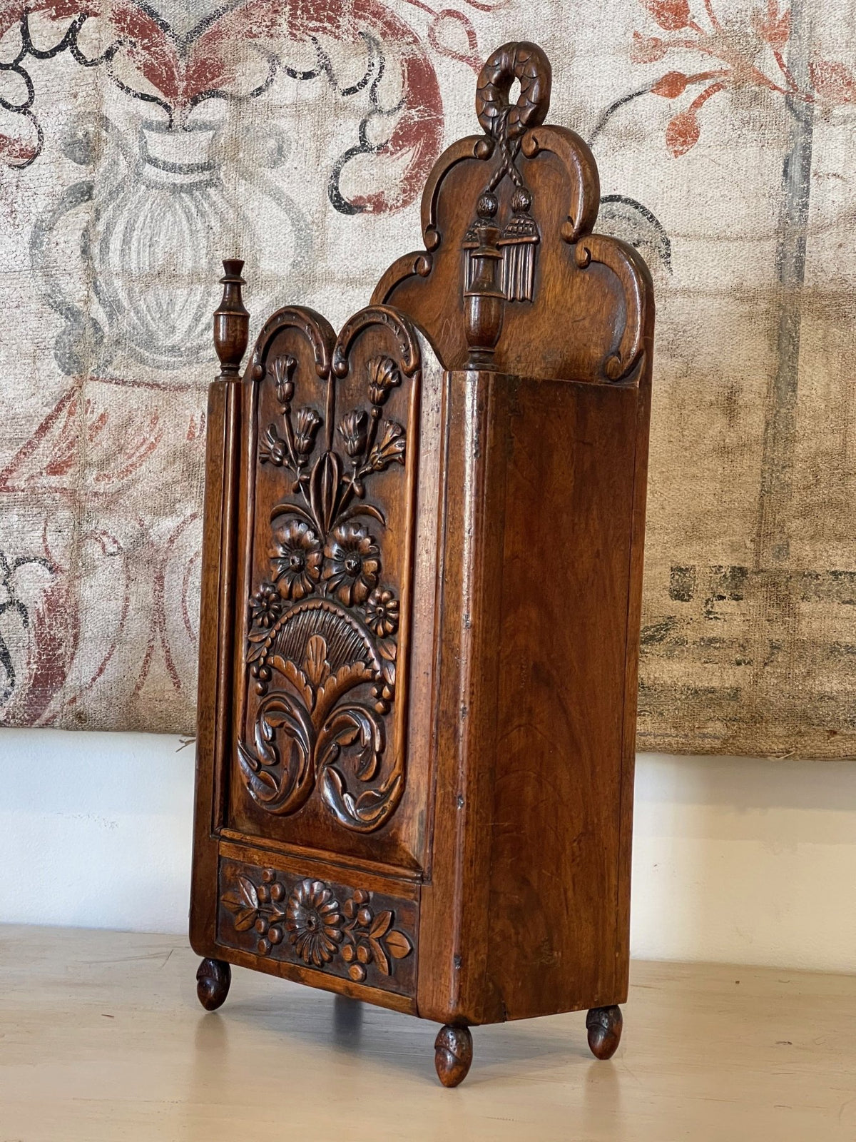 19th Century French Provincial Fariniere Walnut Flour Box - Helen Storey Antiques