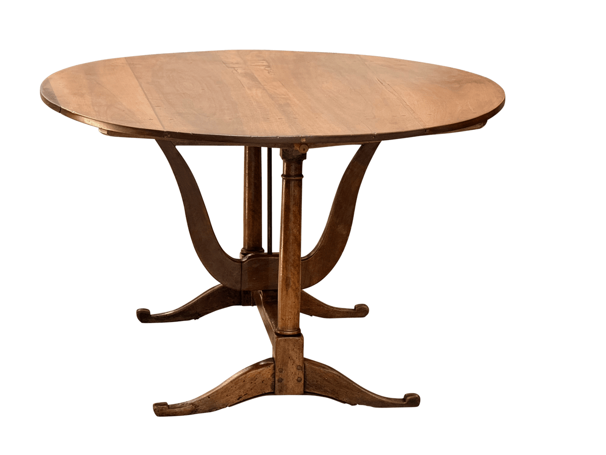 19th Century Fruitwood vintner’s table, wine table, oval trestle base - Helen Storey Antiques