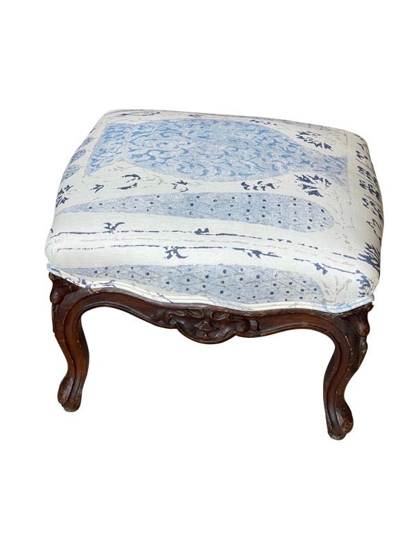 19TH CENTURY LOUIS XV FRENCH BEECHWOOD UPHOLSTERED STOOL