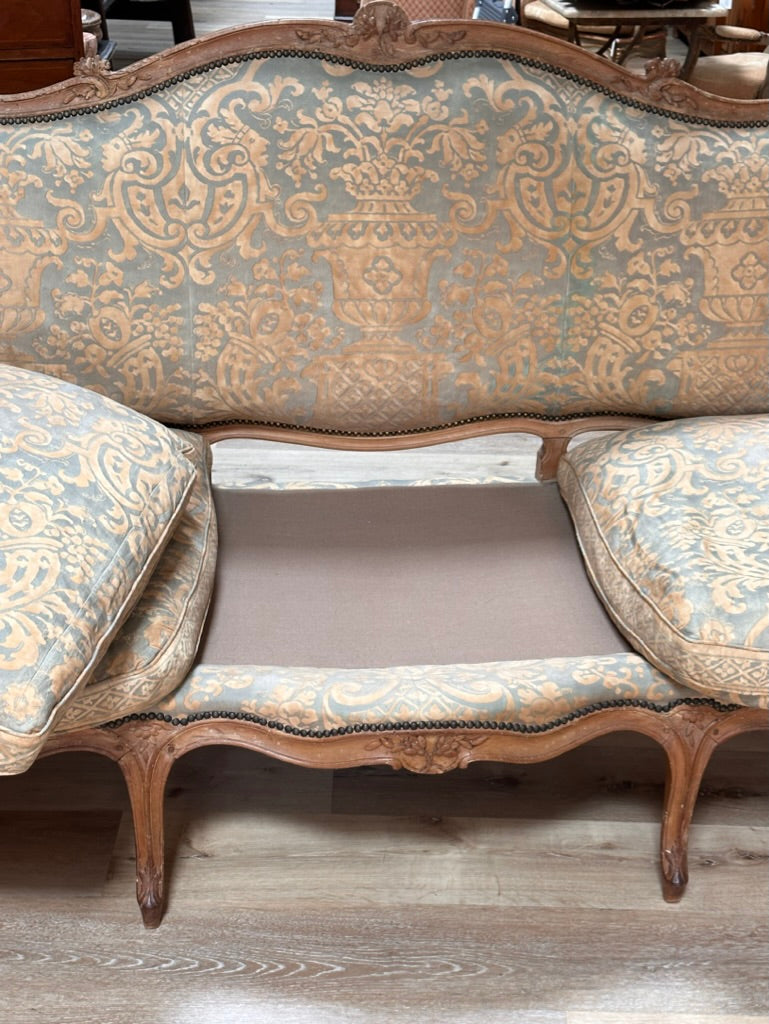 18th Century French Louis XV Canape Settee with Fortuny Upholstery
