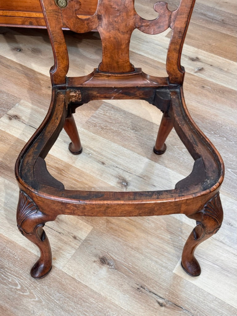 Set of Six George I Burlwood Veneered and Carved Dining Chairs