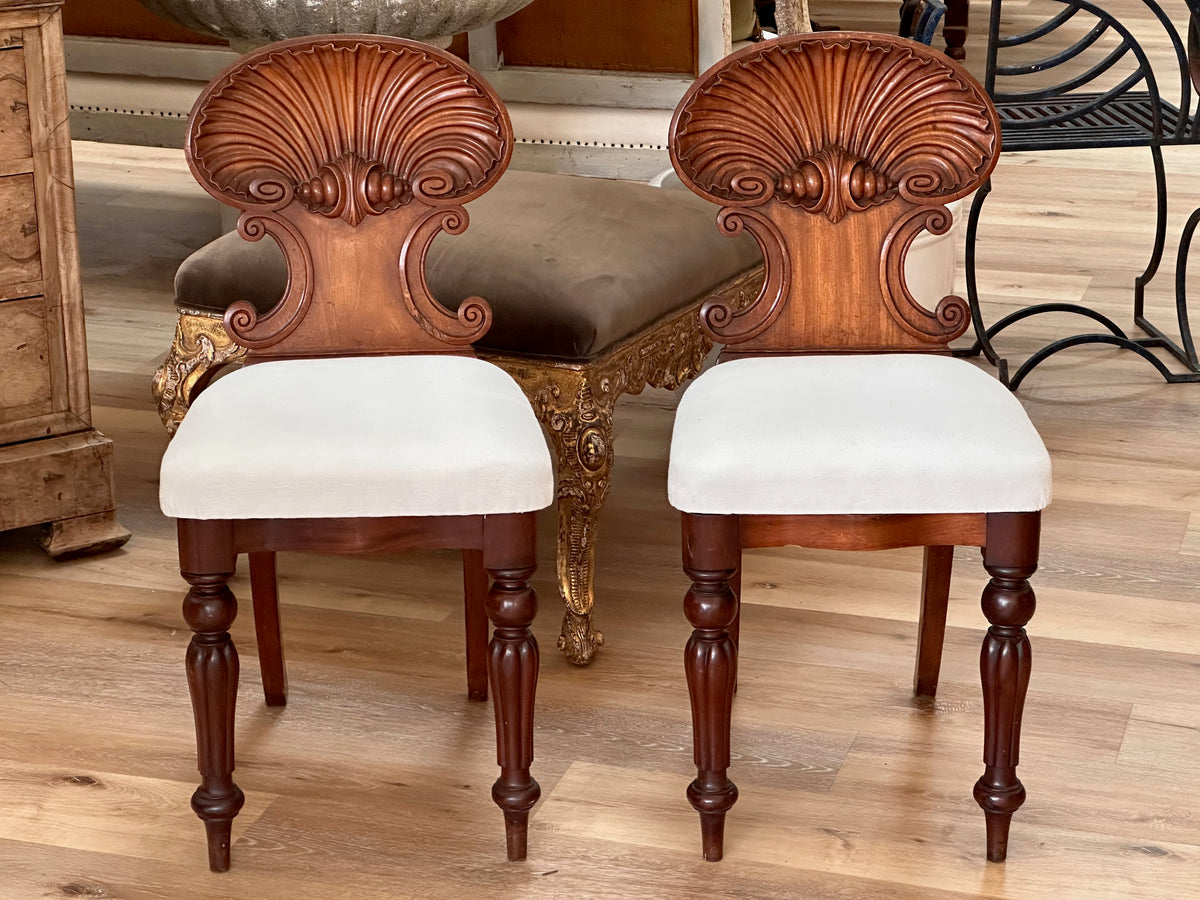 Pair of Shell-Back Hall Chairs, Late 18th-Early 19th Century