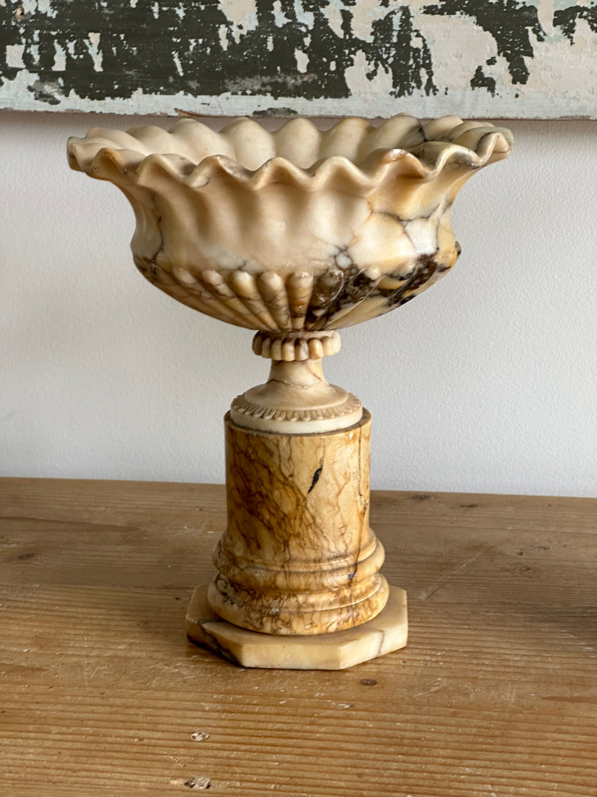 Oval Scalloped Marble Pedestal Urns, Grand Tour