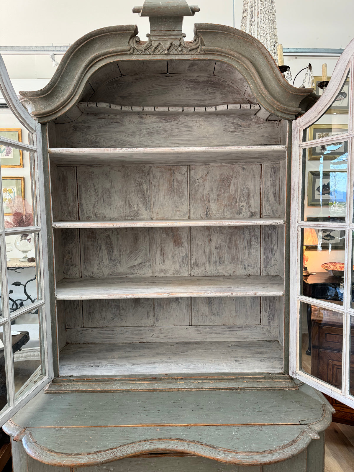 Swedish Blue Painted China Cabinet, circa 1800