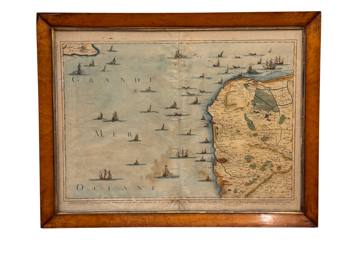 Three framed 18th C. Nautical maps of France, Harrewijn, Fricx