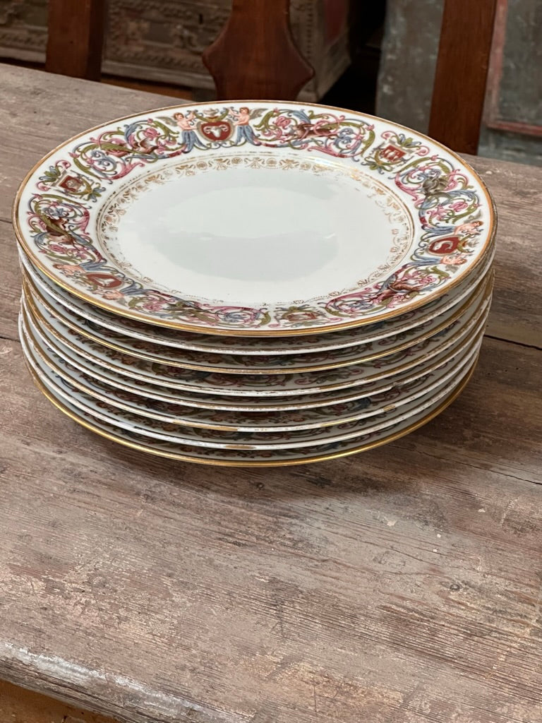 Set of 8 Sevres Porcelain Plates, hand-painted, 19th Century