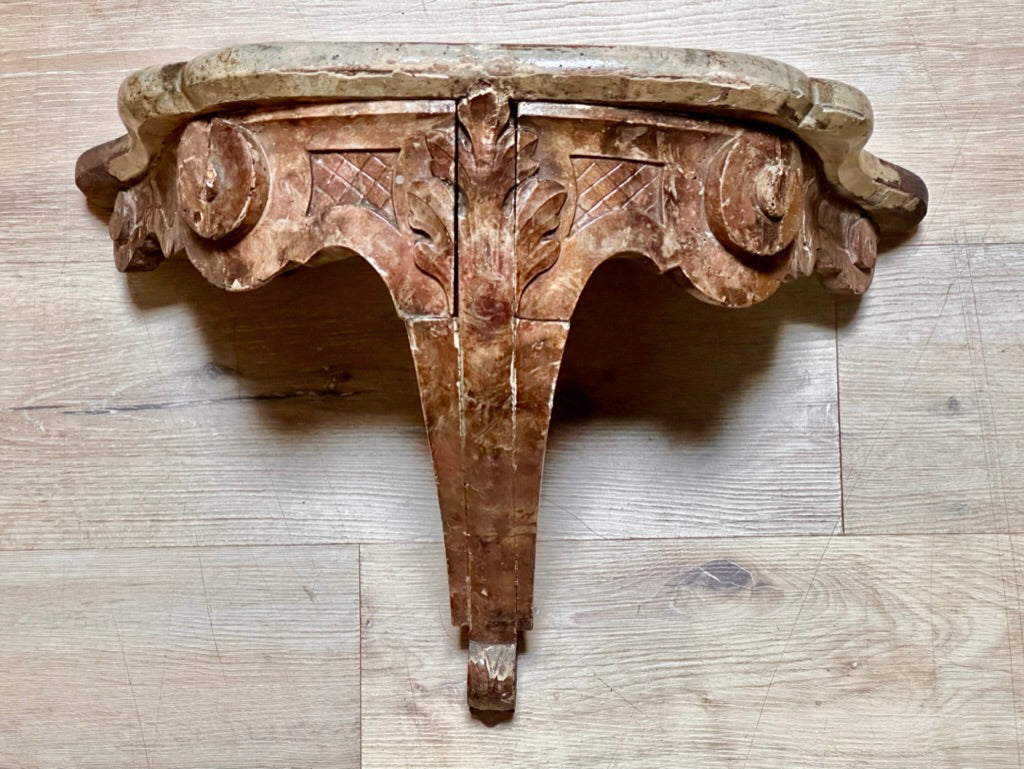 18th Century Italian Carved Wood Polychrome Shelf