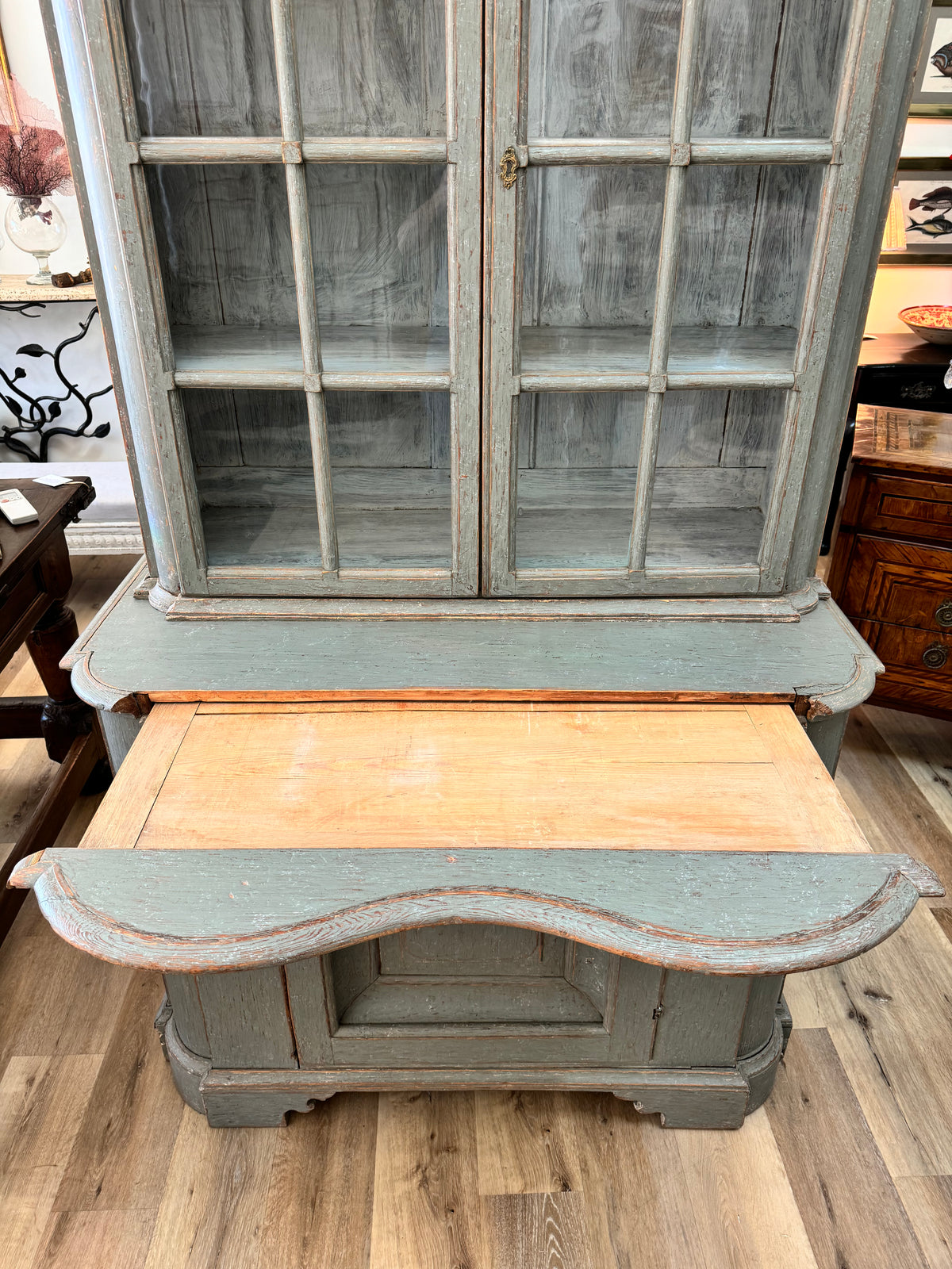 Swedish Blue Painted China Cabinet, circa 1800