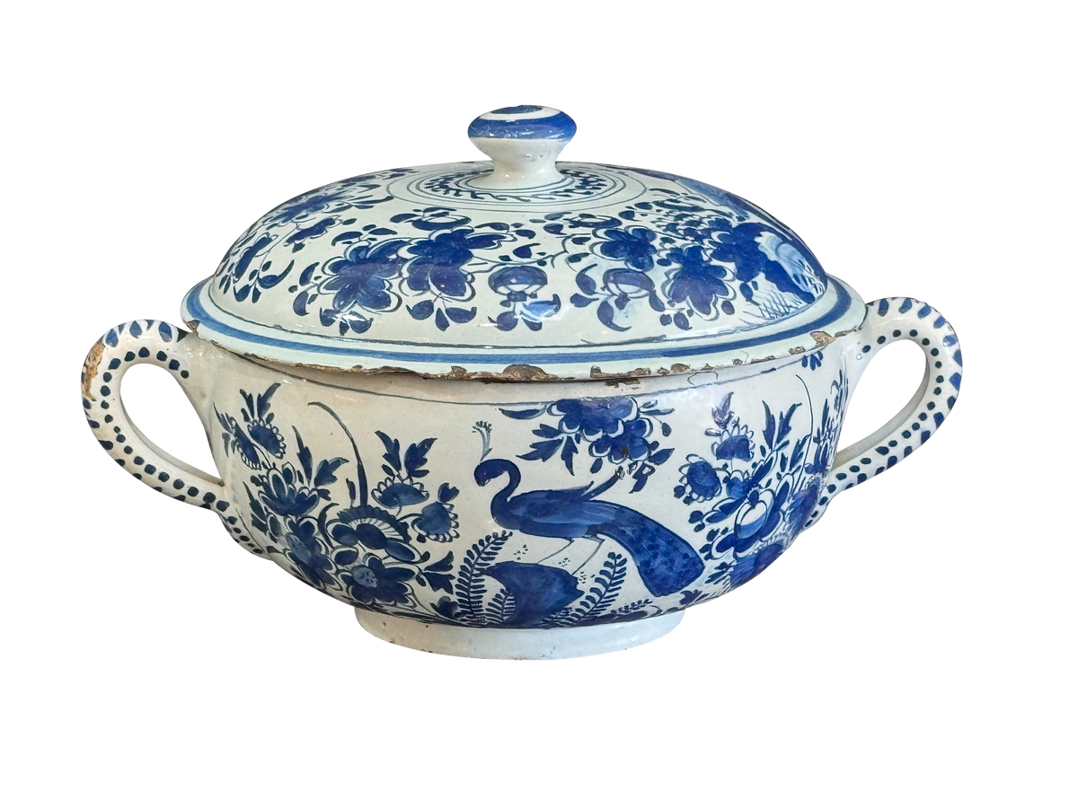 Dutch Delft  posset pot and cover, late 18th Century
