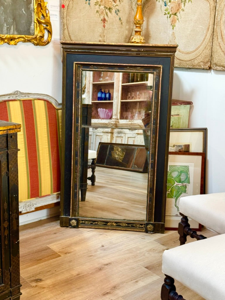 Directoire Period Trumeau Mirror, black and gilt