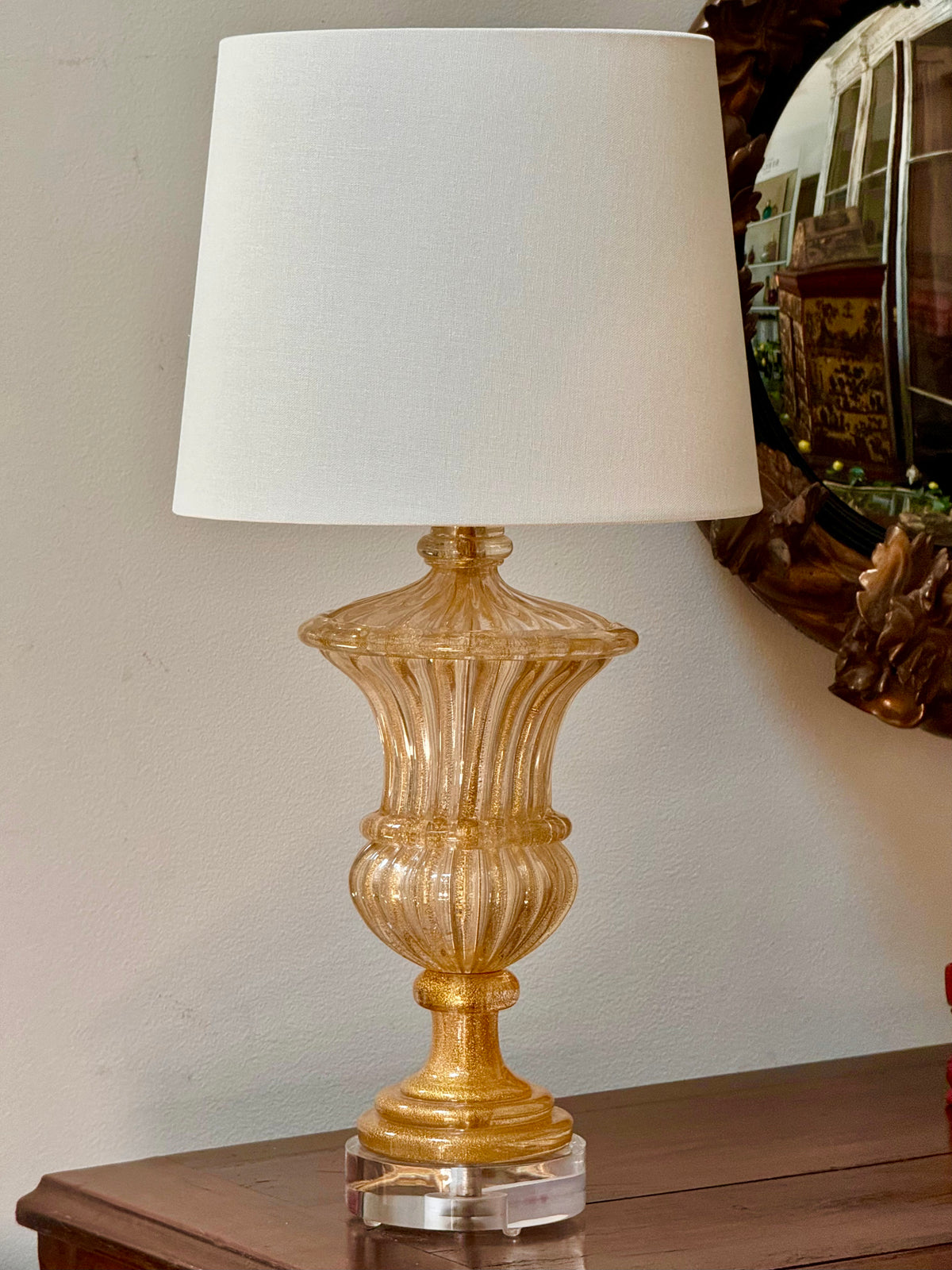 Venetian Gold Barovier &amp; Toso Murano Glass Lamp