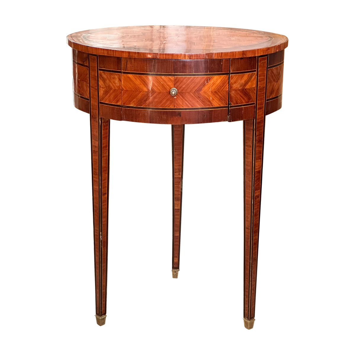 French 19th Century Oval Kingwood Parquetry Inlaid Side Table Bedel &amp; Cie