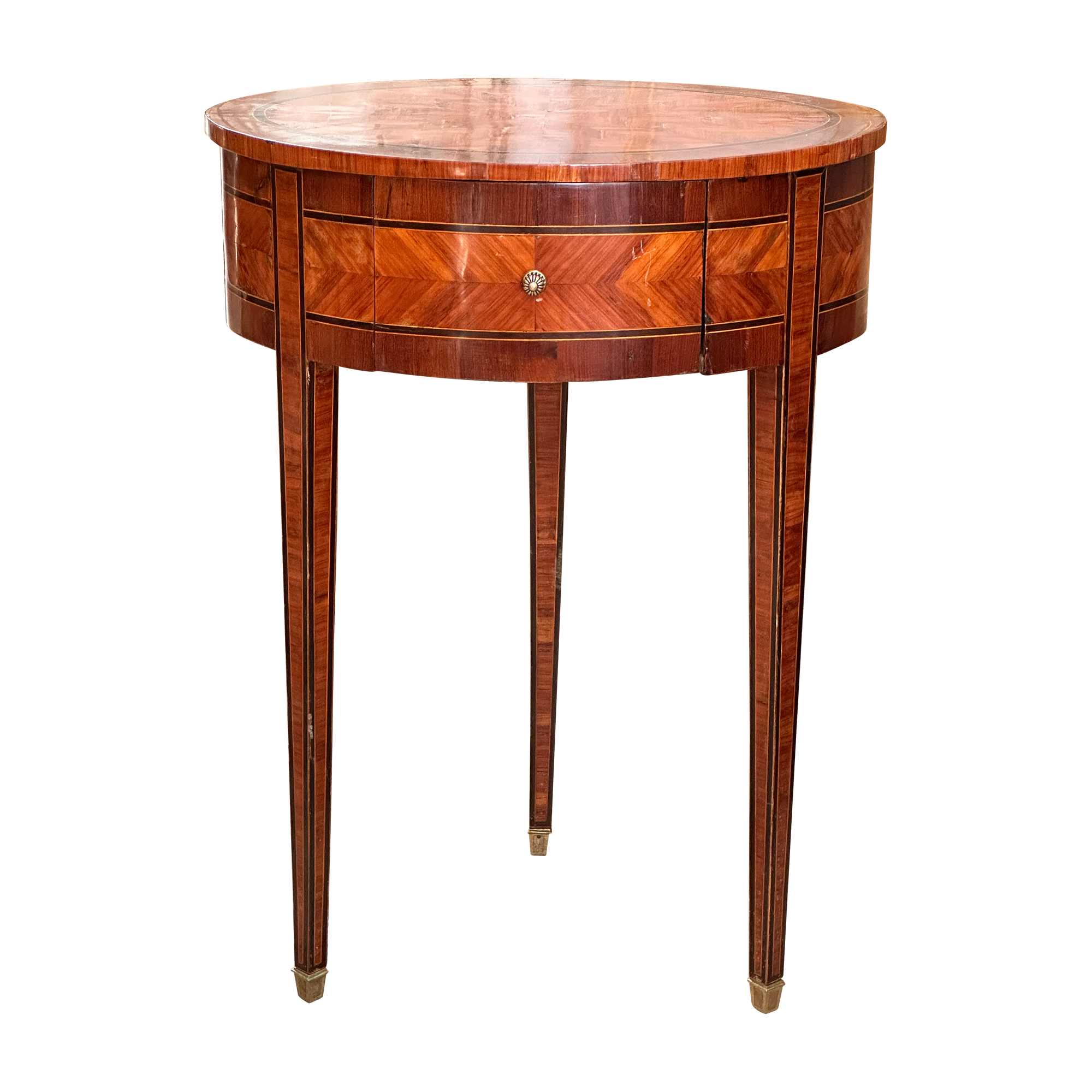 French 19th Century Oval Kingwood Parquetry Inlaid Side Table Bedel & Cie