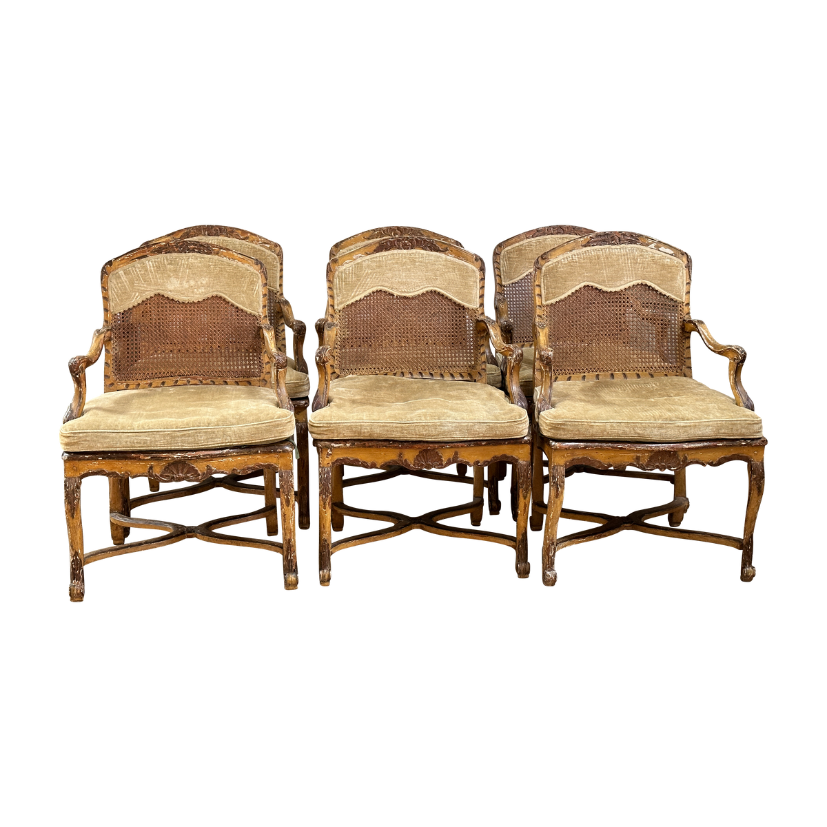 Rare Set of Six 18th Century Venetian Armchairs with original paint - On Hold